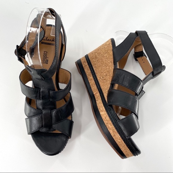 Clark’s Zia Tower Black Platform Wedges NEW - Picture 3 of 10